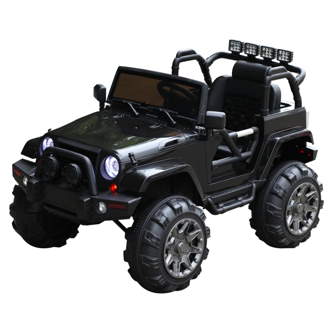 Grosses soldes 🔥 Homcom Voiture 4x4 Électrique 12 V + Télécommande 128l X 78l X 76h Cm Enfants 3 À 8 Ans Effets Lumineux Sonores Lecteur Mp3 Noir ✔️