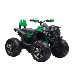Bon marché 🥰 Homcom Voiture 4x4 Quad Buggy Électrique Enfant 12 V 8 Km/h Max. Effets Lumineux Sonores Selle Avec Dossier Porte-bagage Avant Métal Pp Vert Noir 😍