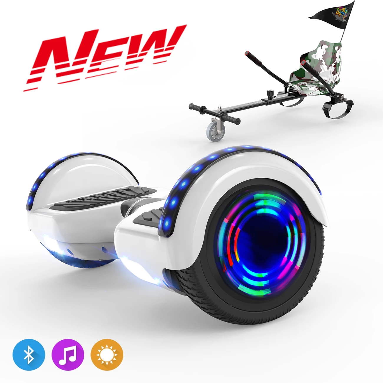 Meilleure affaire 💯 Cool&fun Microgo Hoverboard Gyropode Électrique Gokart Overboard Bluetooth 6.5" Self-balance Board Roues Led Flash Télécommande Et Sac ⭐