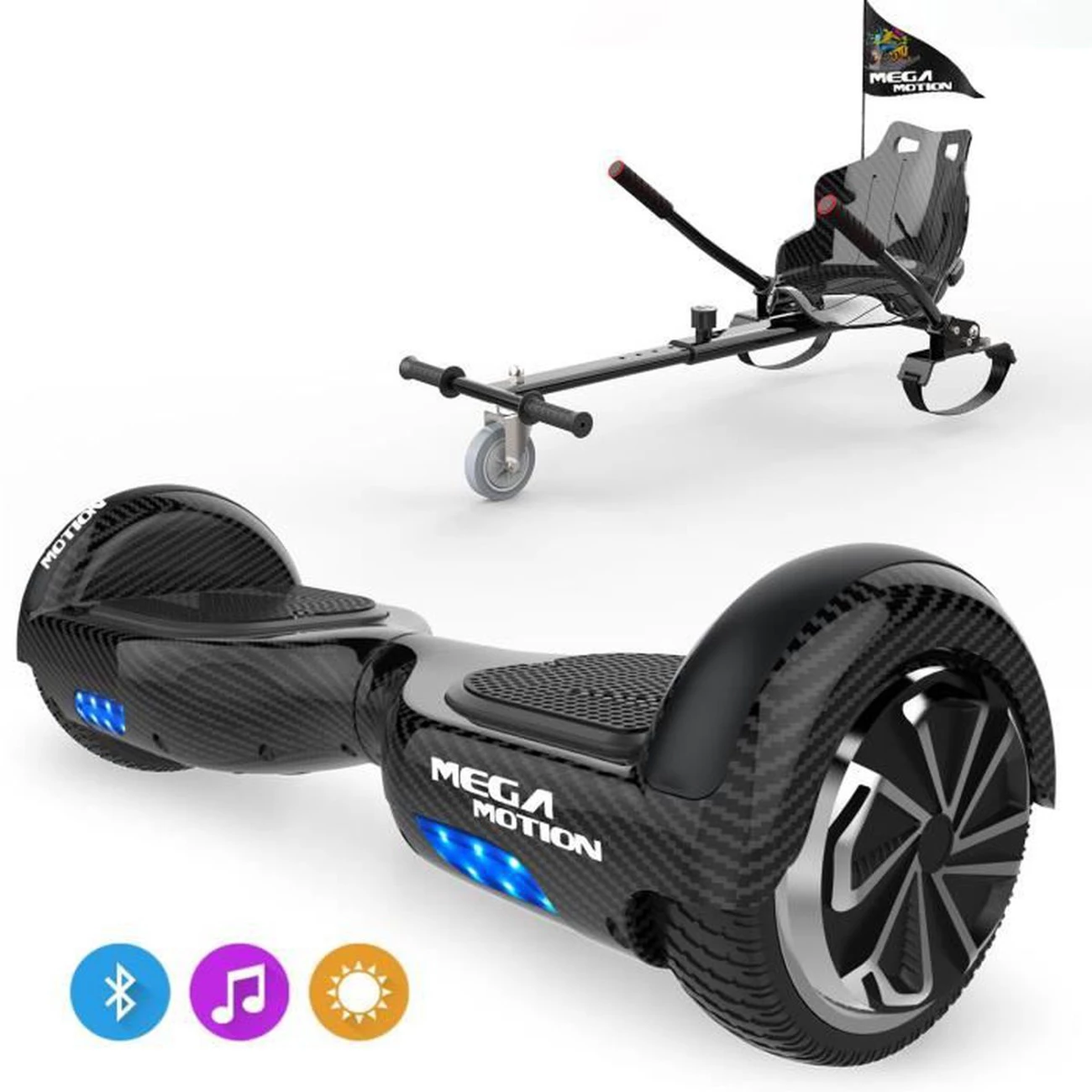 Meilleure vente 👏 Mega Motion Pack Hoverboard 6.5"avec Bluetooth+hoverkart 💯
