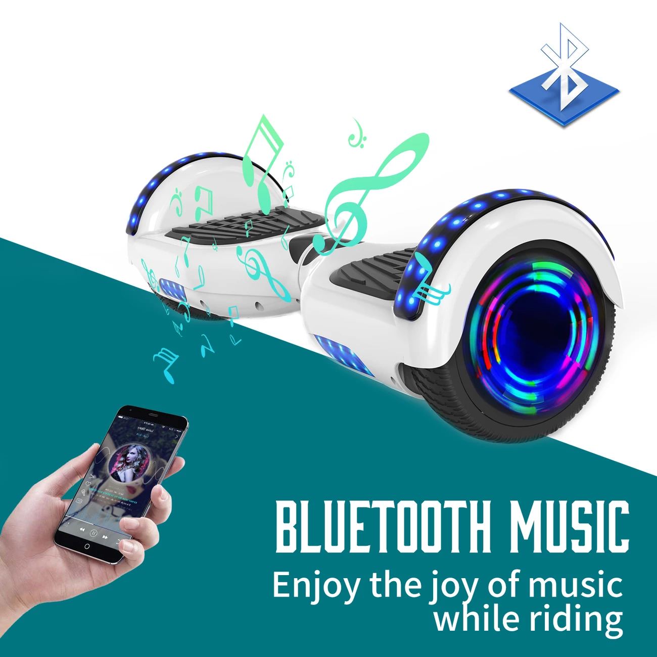 Meilleure affaire 💯 Cool&fun Microgo Hoverboard Gyropode Électrique Gokart Overboard Bluetooth 6.5" Self-balance Board Roues Led Flash Télécommande Et Sac ⭐ – Image 2