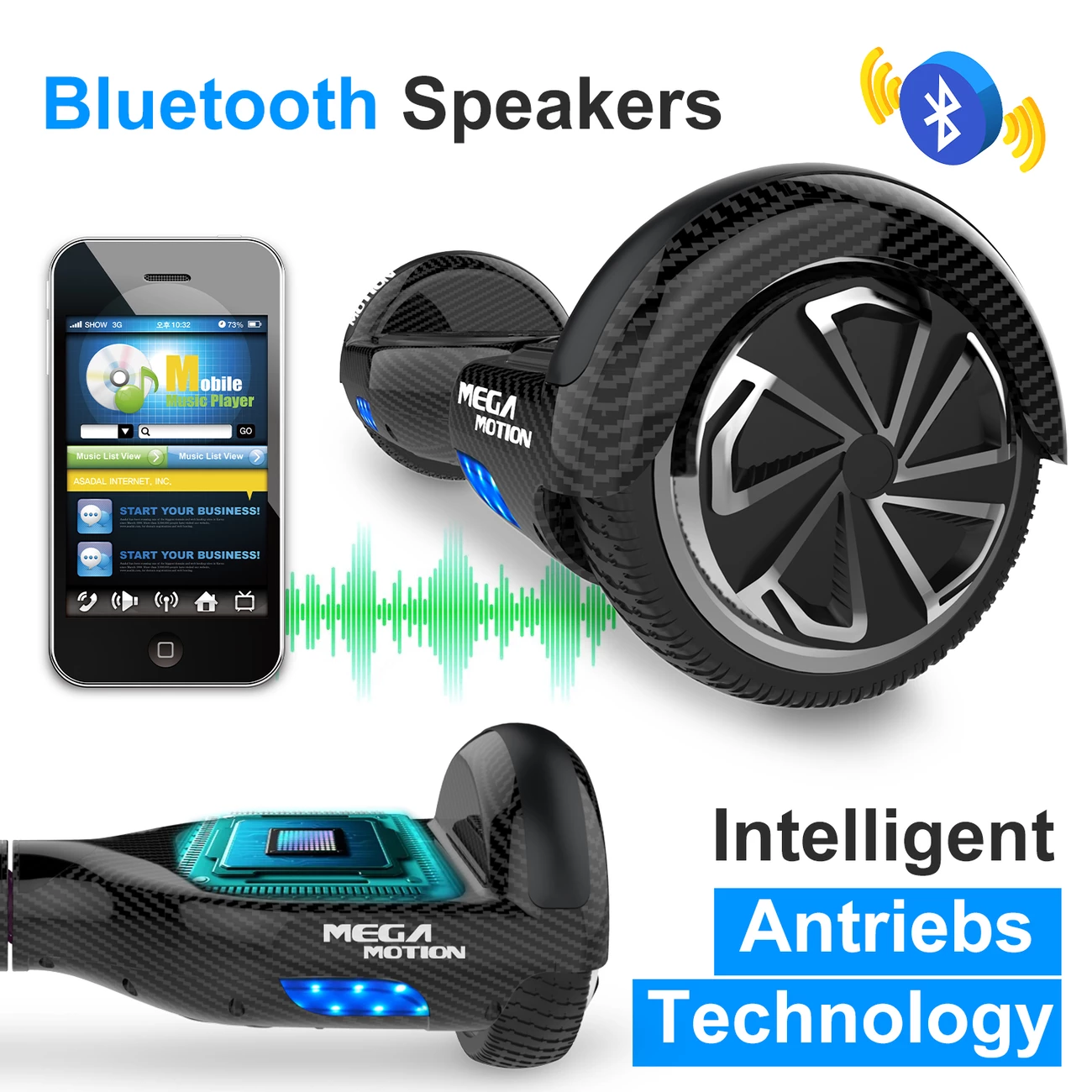 Meilleure vente 👏 Mega Motion Pack Hoverboard 6.5"avec Bluetooth+hoverkart 💯 – Image 3