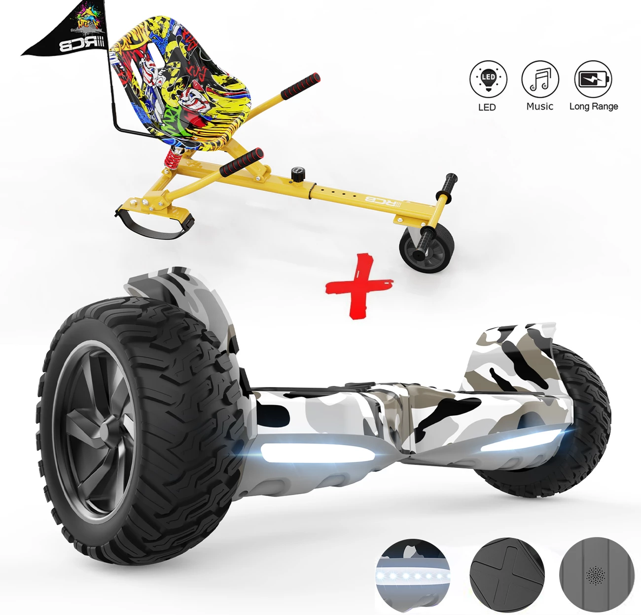 Vente flash 💯 Cool&fun Pack Hoverboard 8.5"avec Bluetooth+hoverkart 💯