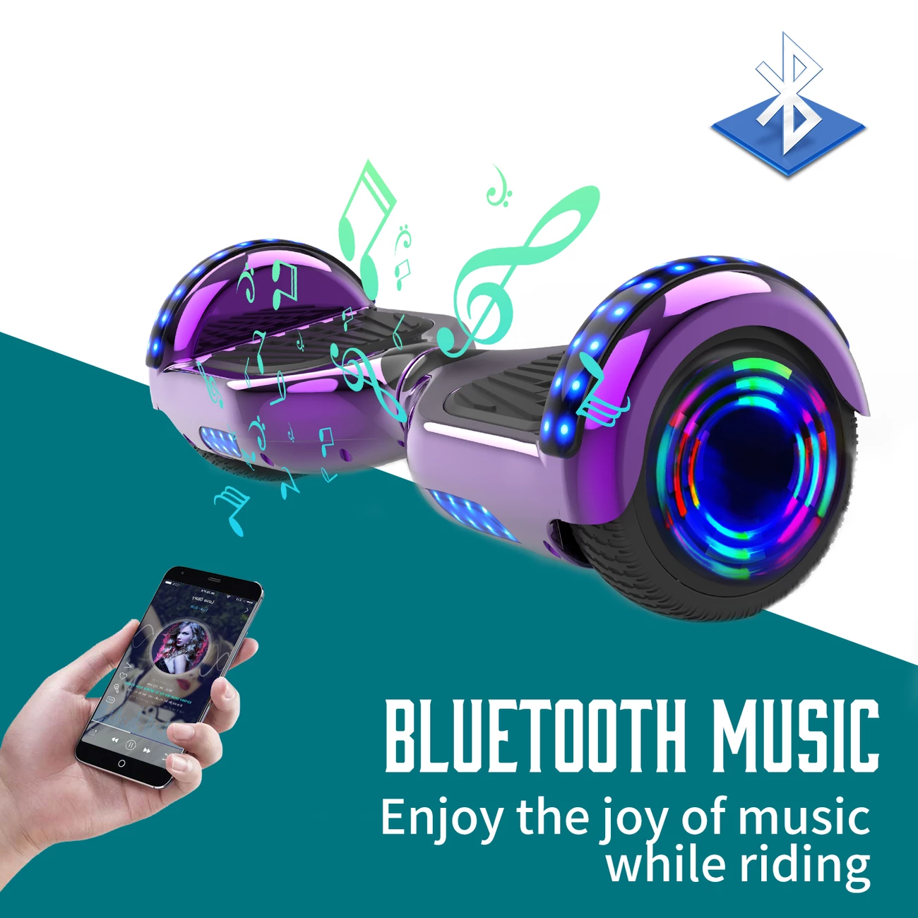 Offres 😍 Cool&fun Microgo Hoverboard Gyropode Électrique Gokart Overboard Bluetooth 6.5" Self-balance Board Roues Led Flash Télécommande Et Sac 😉 – Image 2