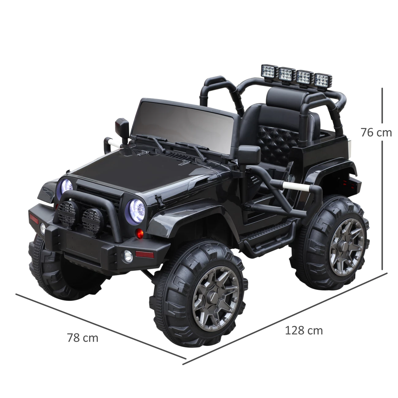 Grosses soldes 🔥 Homcom Voiture 4x4 Électrique 12 V + Télécommande 128l X 78l X 76h Cm Enfants 3 À 8 Ans Effets Lumineux Sonores Lecteur Mp3 Noir ✔️ – Image 3