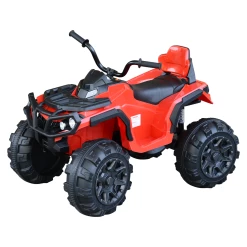 Coupon ⌛ Homcom Voiture 4x4 Quad Buggy Électrique Enfant 3 À 6 Ans Effets Lumineux Musique V. Max. 3 Km/h Batterie Rechargeable Lecteur Mp3 Multifonction Rouge 🔔