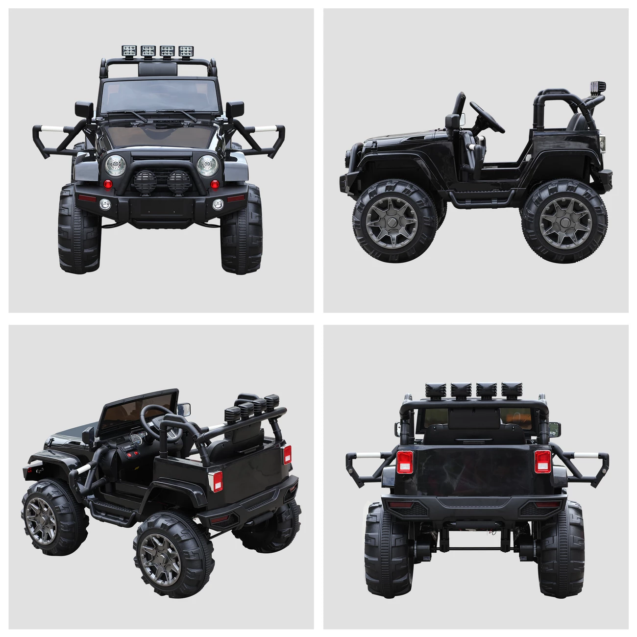 Grosses soldes 🔥 Homcom Voiture 4x4 Électrique 12 V + Télécommande 128l X 78l X 76h Cm Enfants 3 À 8 Ans Effets Lumineux Sonores Lecteur Mp3 Noir ✔️ – Image 4