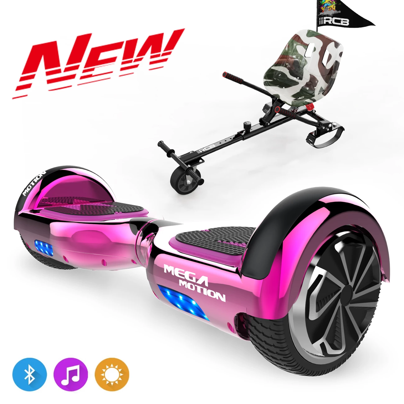 Promo 🎉 Mega Motion Pack Hoverboard 6.5"avec Bluetooth+hoverkart ❤️