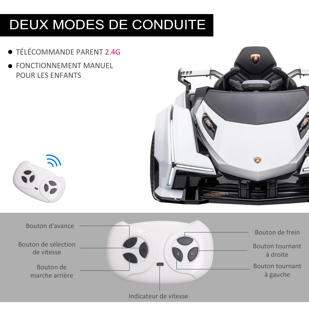 Top 10 🥰 Homcom Voiture Électrique Enfants De Sport Hypercar Lambo 12 V - V. Max. 5 Km/h Effets Sonores Et Lumineux Télécommande Blanc 👍 – Image 6